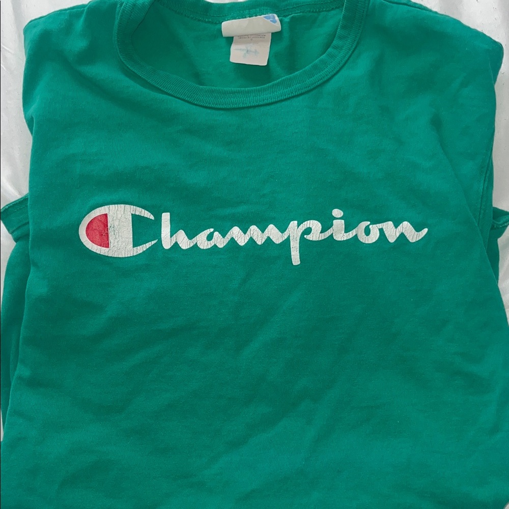 Champion Teal Green Logo Tee